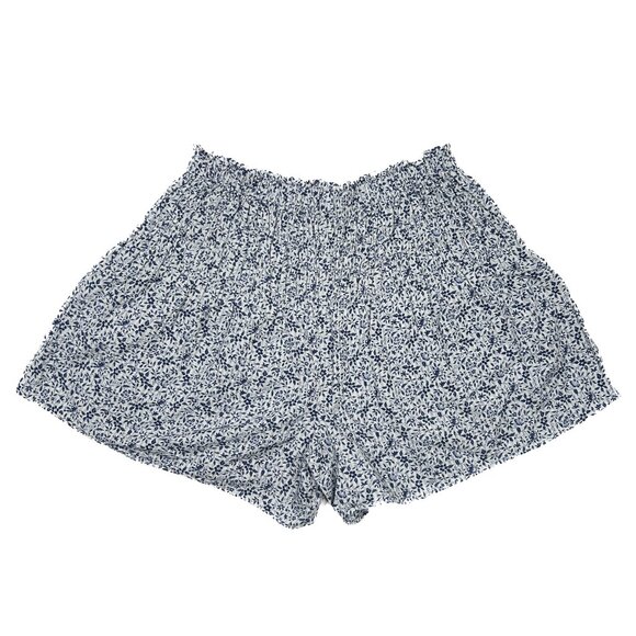 Madewell Florentine Floral Smocked Pull-On Cotton Shorts Glassware Blue S - NWOT - Picture 2 of 5